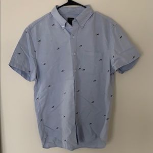 J. Crew Flex Shark Print Short Sleeve Button Down